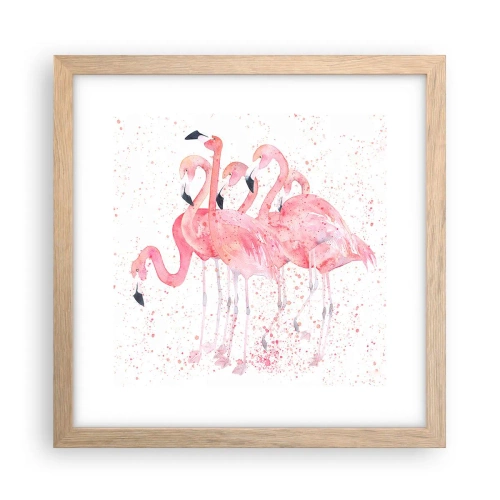 Plakat w ramie jasny dąb - Różowy ansambl - 30x30 cm