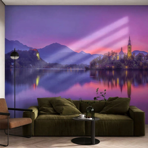 Fototapeta Premium Sand - Malownicza wyspa na jeziorze w świetle zachodzącego słońca - 100x70cm - Bajkowa wyspa o zmierzchu  - Nowoczesna dekoracja ścienna do salonu, kuchni i sypialni ARTTOR