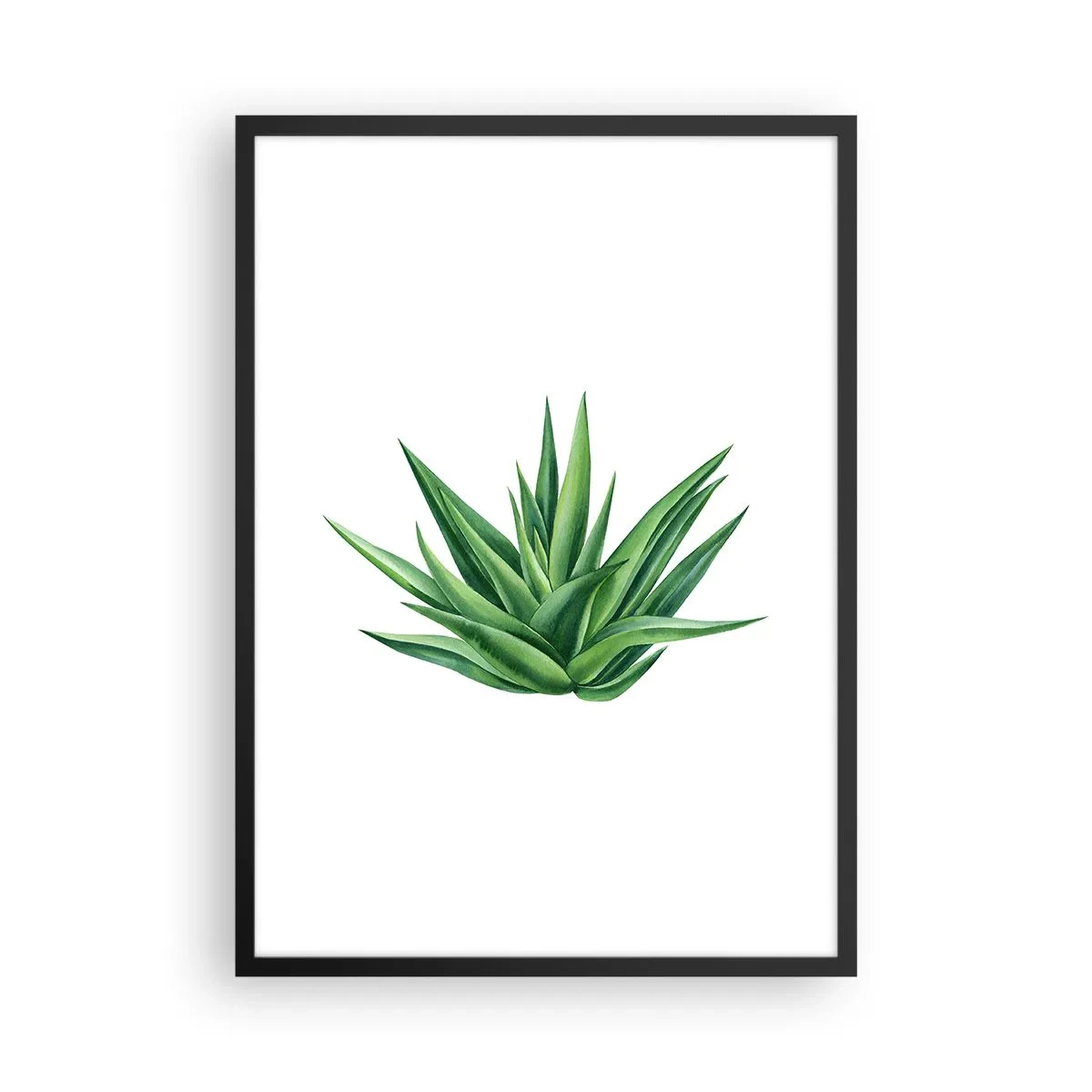 Plakat w czarnej ramie - Minimalistyczna ilustracja zielonej rośliny - 50x70cm - Zieleń – siła – życie - Nowoczesna dekoracja ścienna do salonu i sypialni ARTTOR