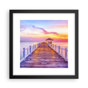 Plakat w czarnej ramie - Liliowo-złota cisza wieczoru - 30x30 cm