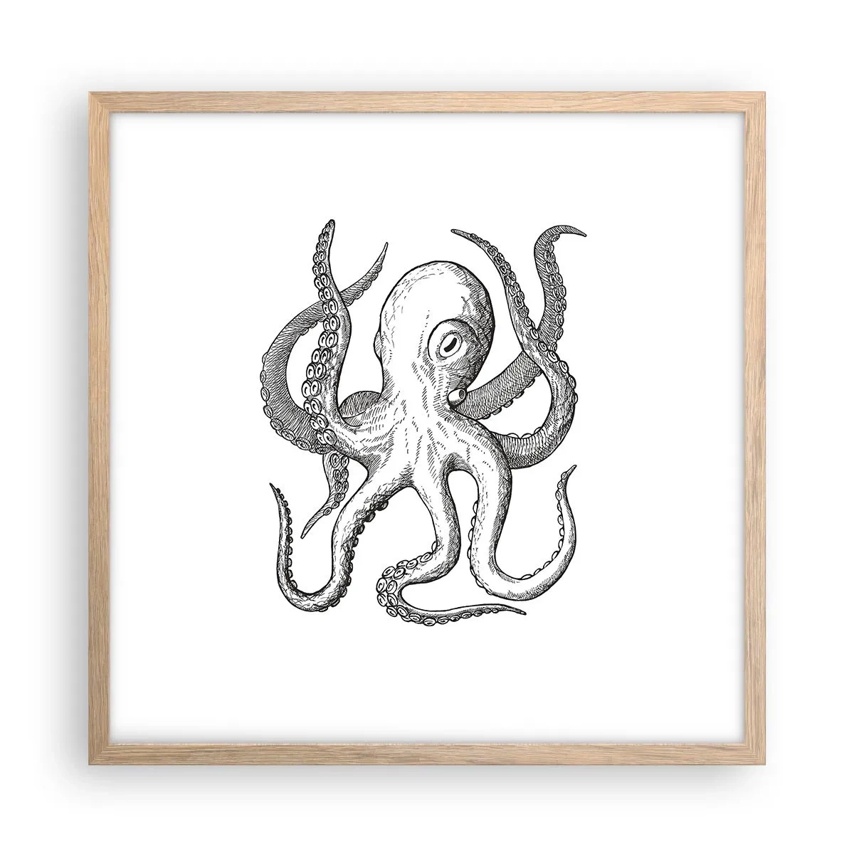 Plakat w ramie jasny dąb - Tańcząca z falami - 50x50 cm