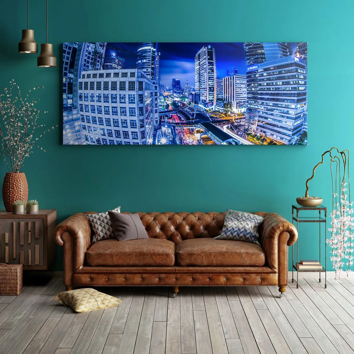 Obraz na płótnie - Rytmy nocnego miasta - 100x40 cm