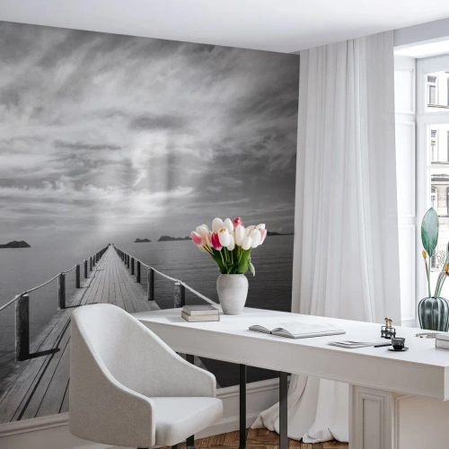 Fototapeta Premium Canvas - A może podróż… - Krajobraz, Morze, Drewniany Pomost - 250x175 cm