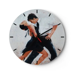 Zegar ścienny - Para tańcząca tango w dynamicznej, pełnej pasji pozie - 30x30cm - Tango mych marzeń i snów - Nowoczesna dekoracja ścienna do salonu, kuchni i sypialni ARTTOR