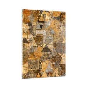 Obraz na szkle - Abstrakcyjna kompozycja geometryczna w ciepłych tonacjach - 50x70cm - Świat ujęty w formę - Nowoczesna dekoracja ścienna do salonu, kuchni i sypialni ARTTOR