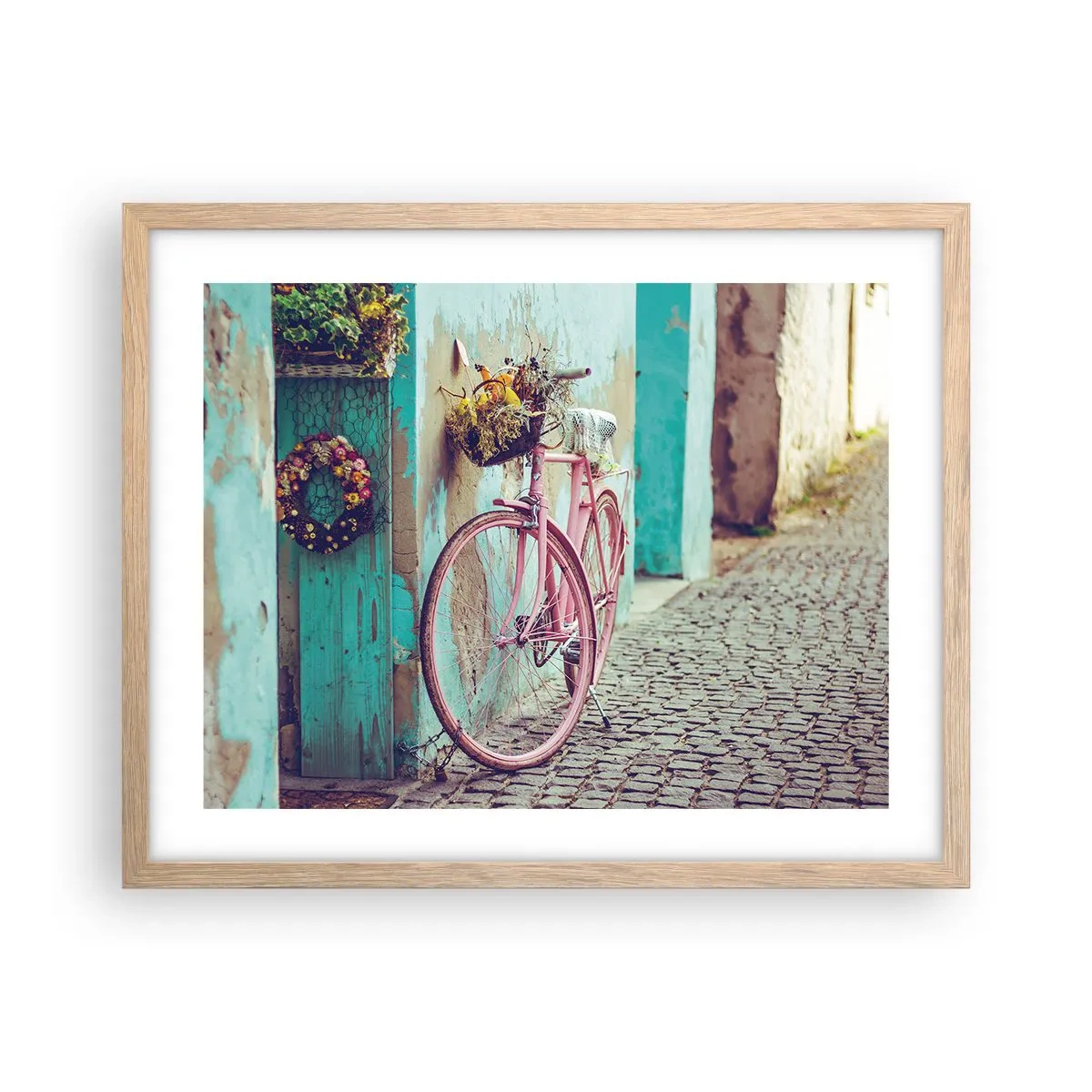 Plakat w ramie jasny dąb - Zaraz wracam - 50x40 cm