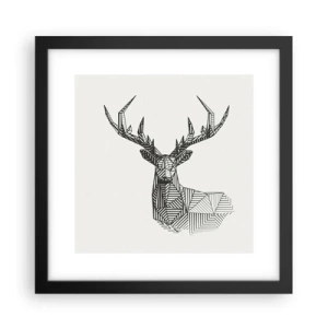 Plakat w czarnej ramie - Jeleń w kubistycznym stylu - 30x30 cm