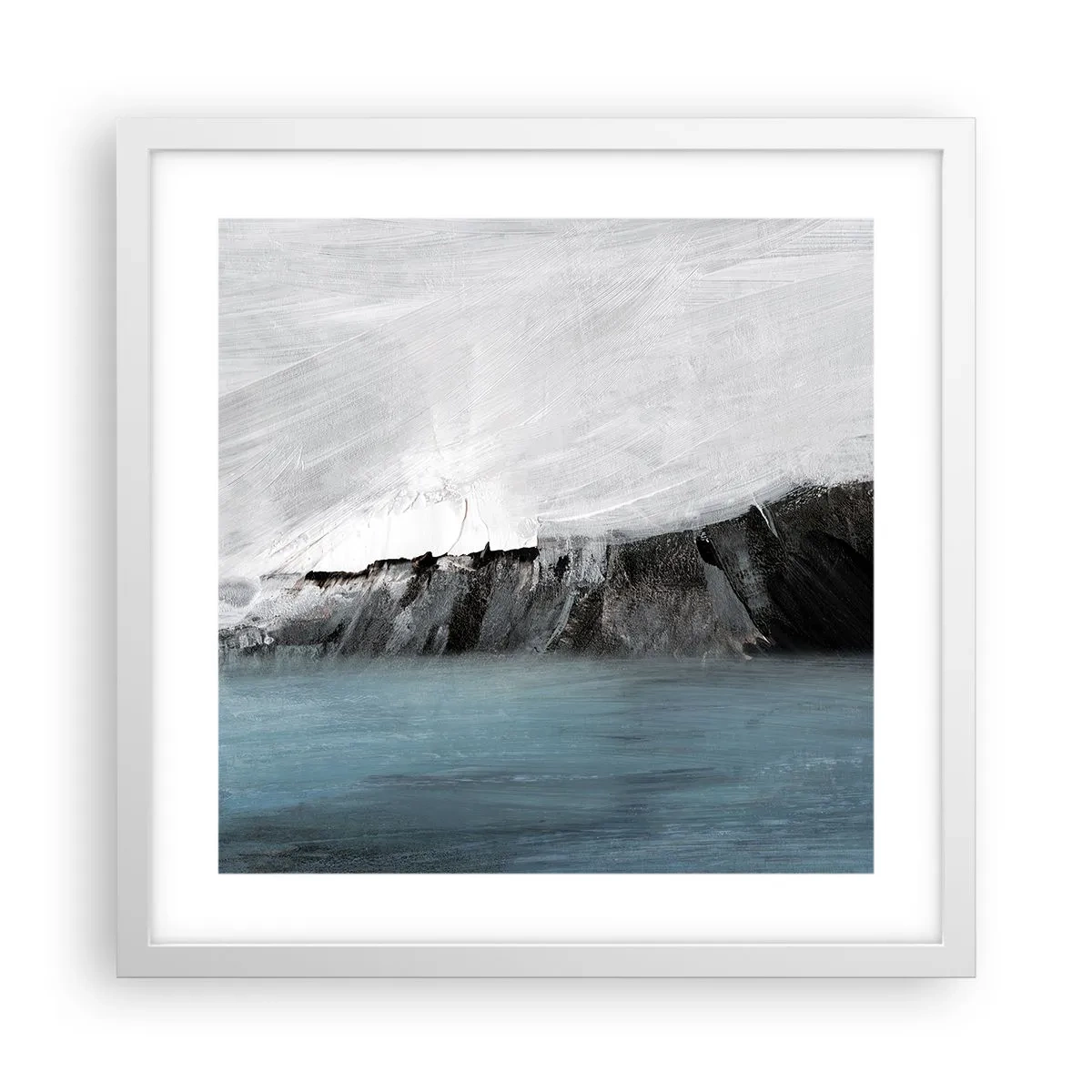 Plakat w białej ramie - Woda – ziemia: starcie żywiołów - 40x40 cm