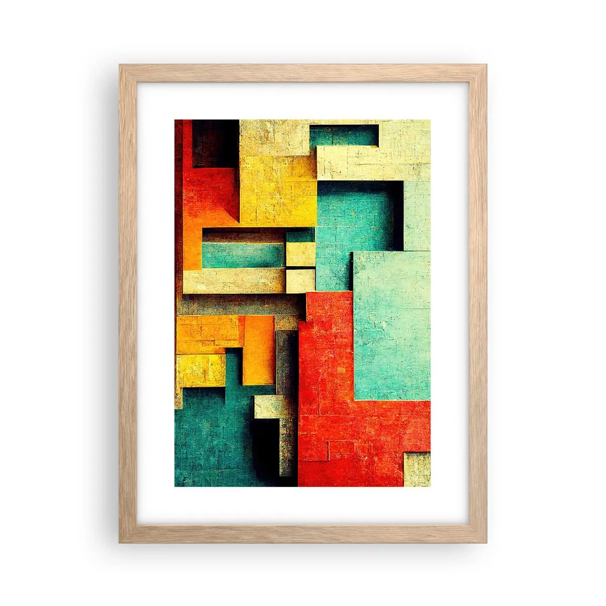 Plakat w ramie jasny dąb - Festiwal kątów prostych - 30x40 cm