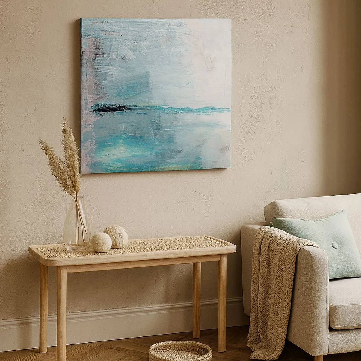 Obraz na płótnie - Horyzontalnie w błękicie - 30x30 cm