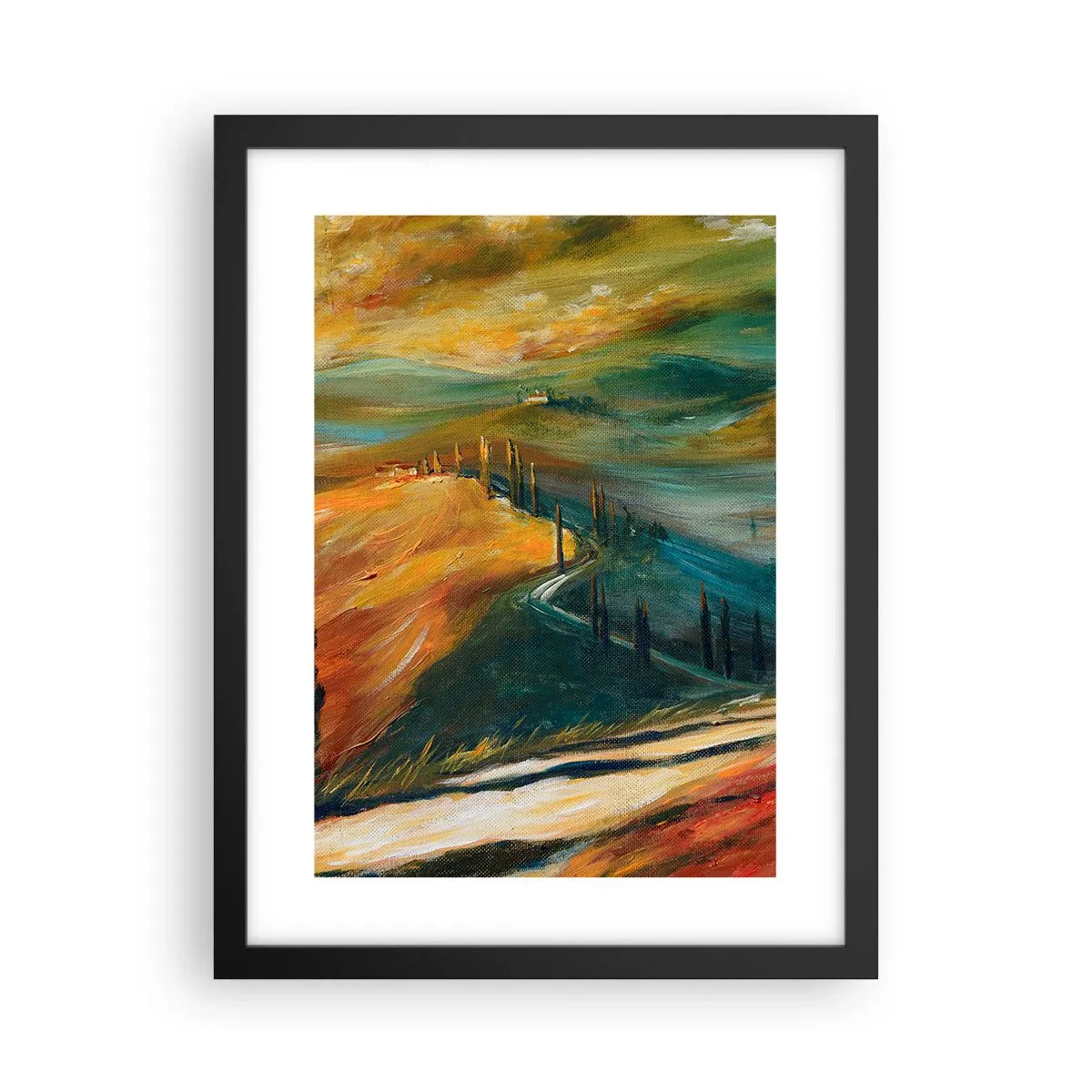 Plakat w czarnej ramie - Toskański pejzaż - 30x40 cm