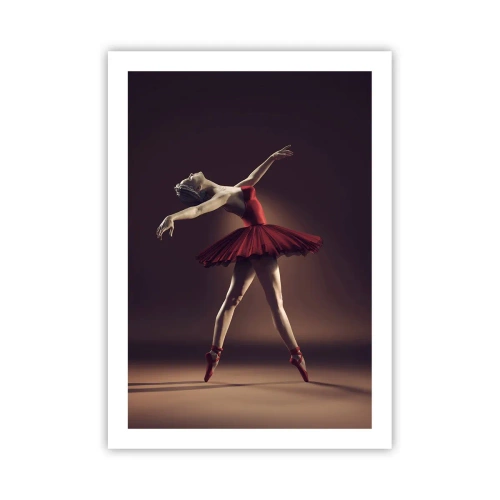 Plakat - Tancerka baletowa w czerwonej sukience na scenie - 50x70cm - Prima ballerina - Nowoczesna dekoracja ścienna do salonu, kuchni i sypialni ARTTOR