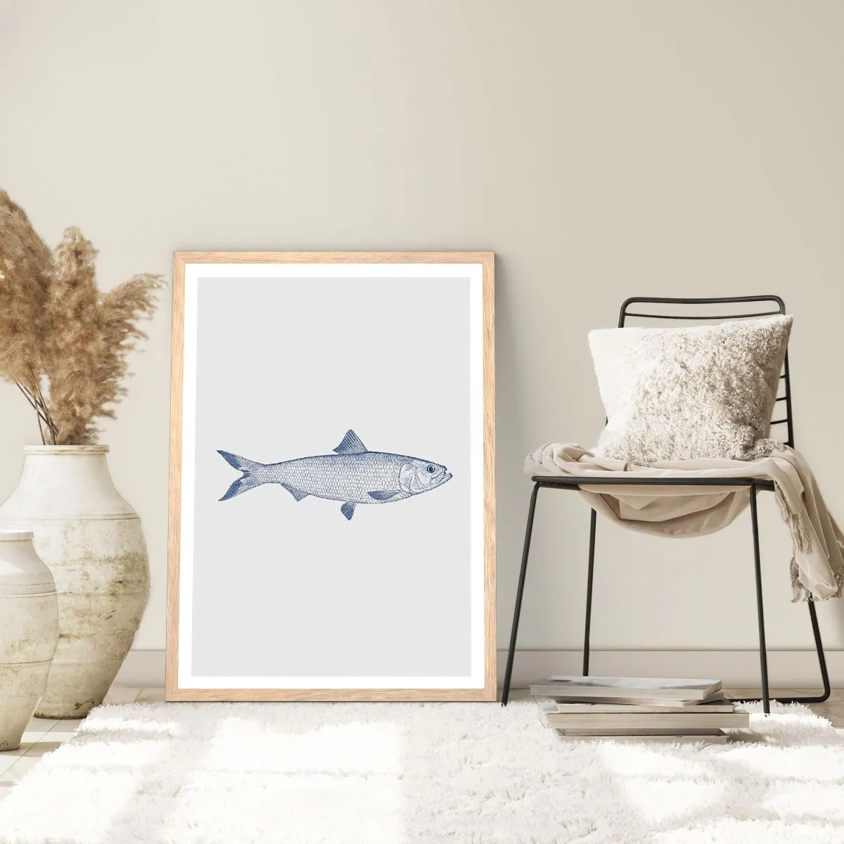 Plakat w ramie jasny dąb - Pozdrowienia z północnych mórz - 40x50 cm