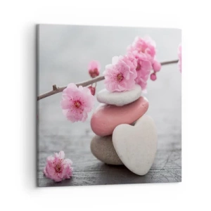 Obraz na płótnie - Błogość z kwiatem wiśni - 50x50 cm