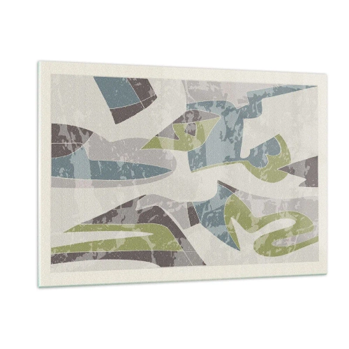 Obraz na szkle - Geometryczna kompozycja w zieleni i szarości - 120x80cm - Kompozycja za szybą - Nowoczesna dekoracja ścienna do salonu, kuchni i sypialni ARTTOR