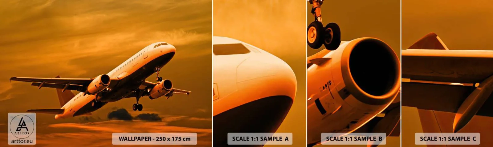 Fototapeta Próbka Standard Eco - Lot w stronę słońca - Samolot, Podróż, Zachód Słońca - 100x30 cm