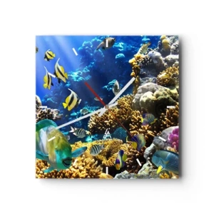 Zegar ścienny - Duży ruch na wakacyjnym szlaku - 40x40 cm