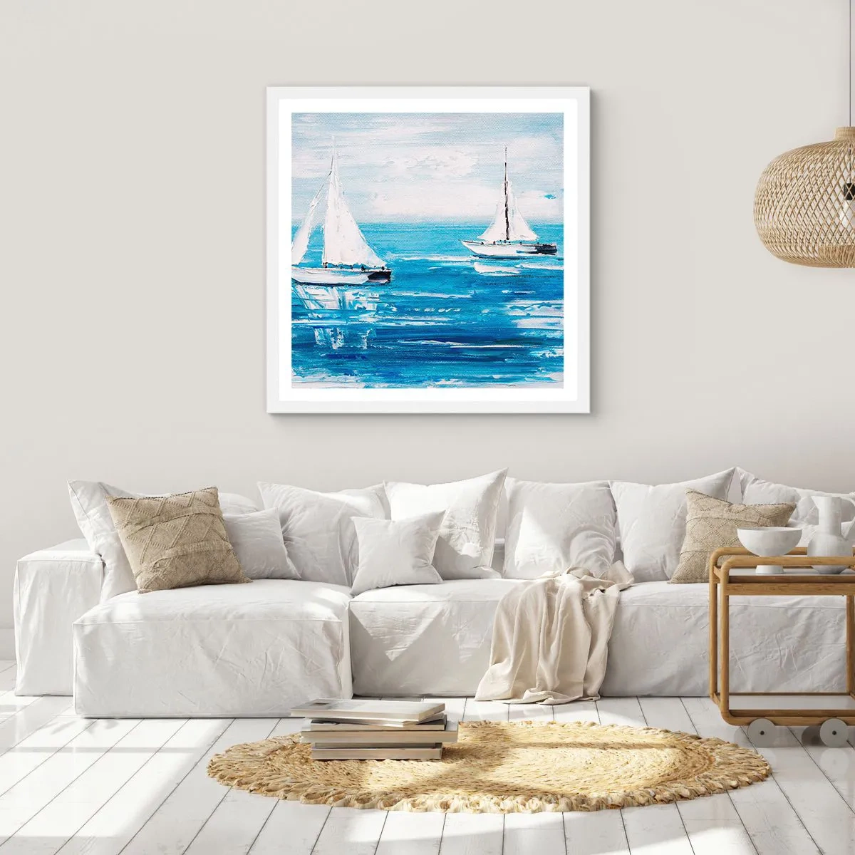 Plakat w białej ramie - Z przyjacielem u boku - 60x60 cm