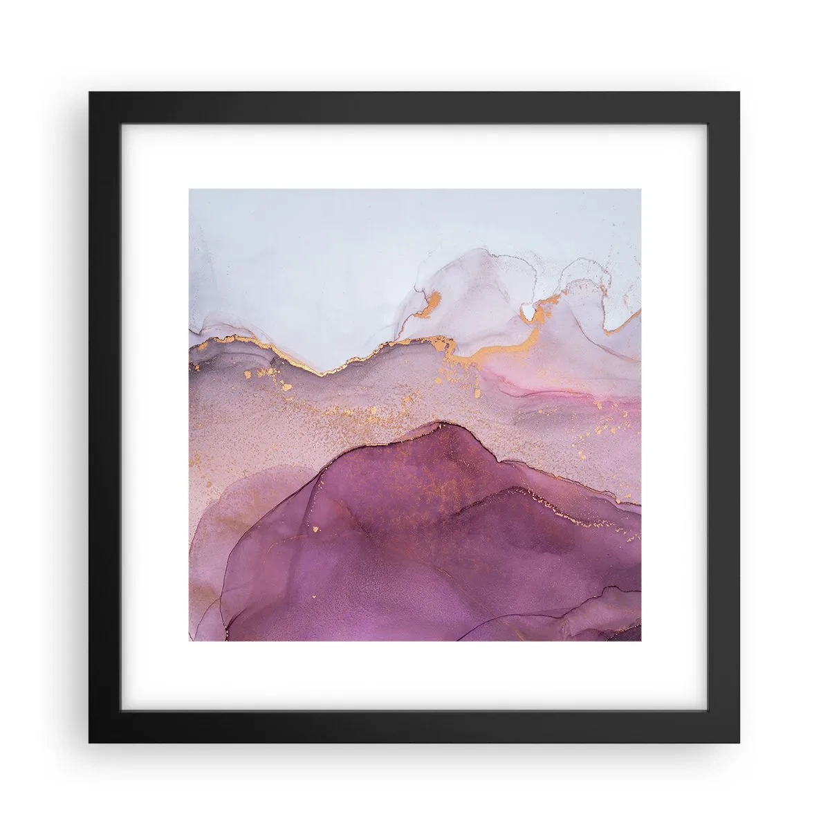 Plakat w czarnej ramie - Fale lila i fioletu - 30x30 cm