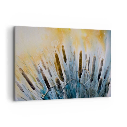 Obraz na płótnie - Malownicze trzciny w promieniach słońca - 120x80cm - Chłód wody, słońca żar - Nowoczesna dekoracja ścienna do salonu, kuchni i sypialni ARTTOR