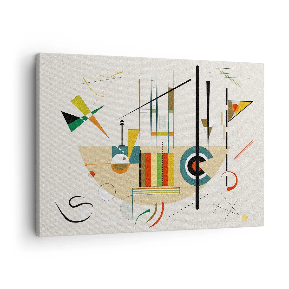Obraz na płótnie - Kolorowa abstrakcja z geometrycznymi kształtami - 70x50cm - I świat się śmieje - Nowoczesna dekoracja ścienna do salonu i sypialni ARTTOR