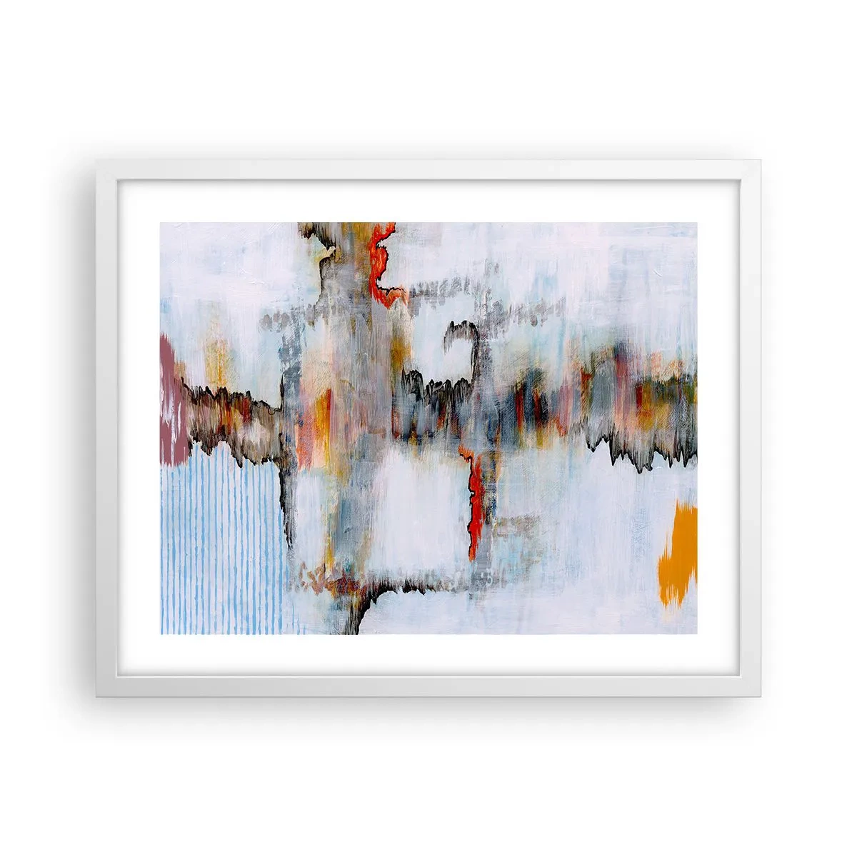 Plakat w białej ramie - Patykiem na wodzie - 50x40 cm