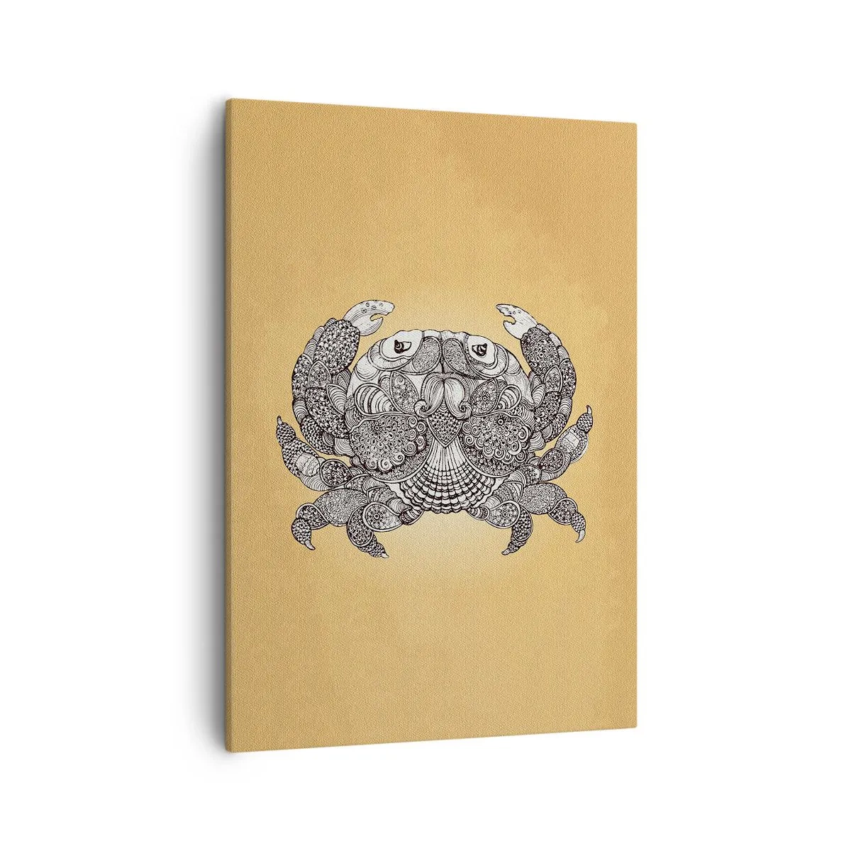 Obraz na płótnie - Dekoracyjny rysunek kraba w stylu mandali na beżowym tle - 50x70cm - Opowieści Pana Kraba - Nowoczesna dekoracja ścienna do salonu, kuchni i sypialni ARTTOR