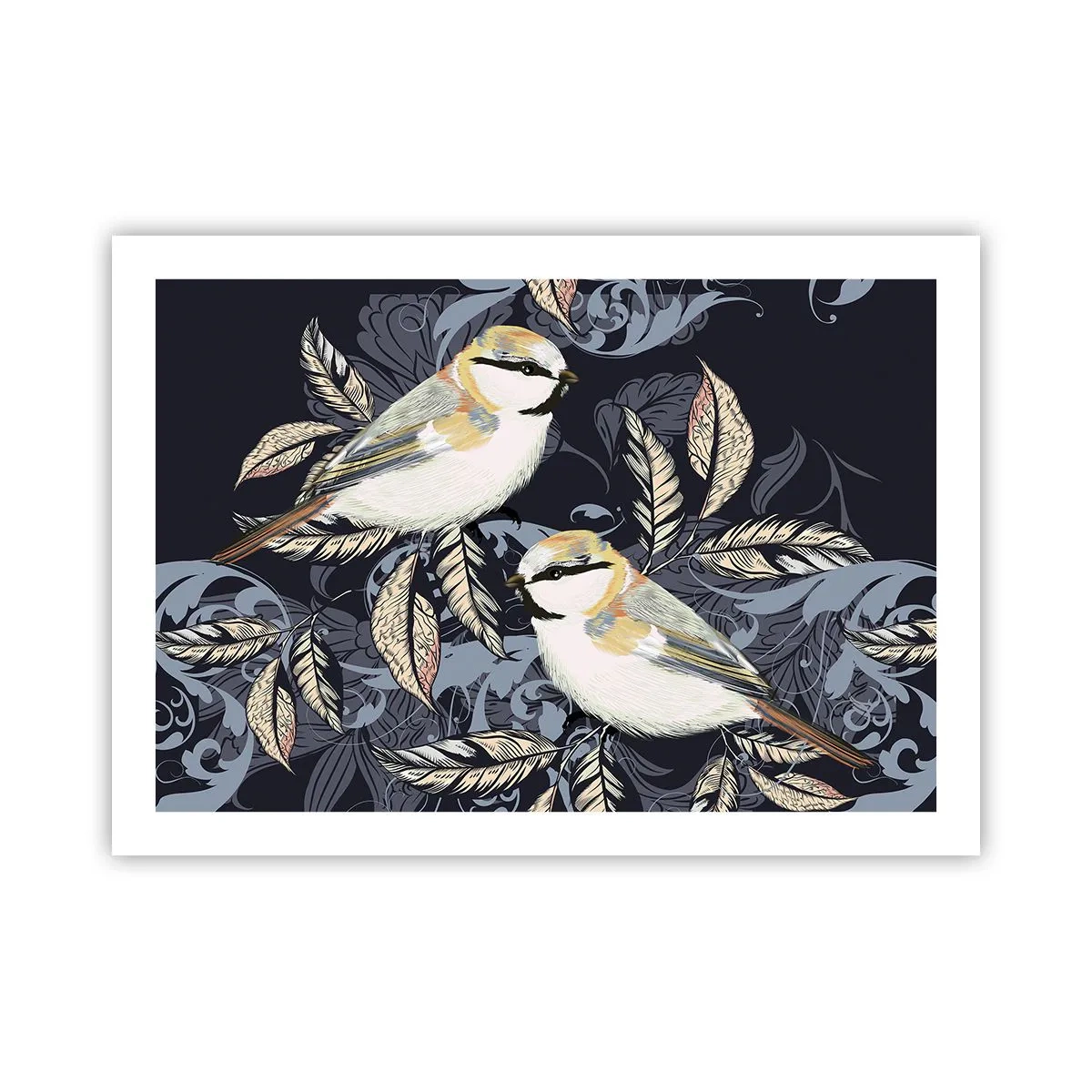Plakat - Żółto-błękitny trel - 70x50 cm