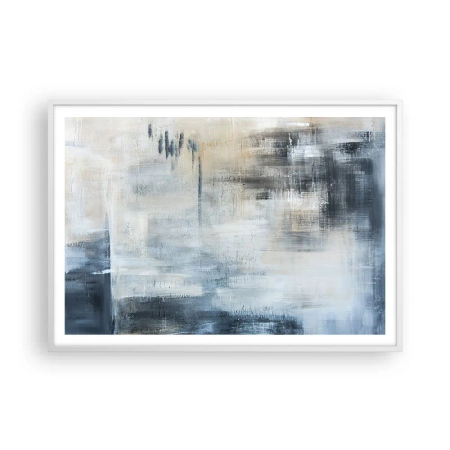 Plakat w białej ramie - Za zasłoną błękitu - 100x70 cm