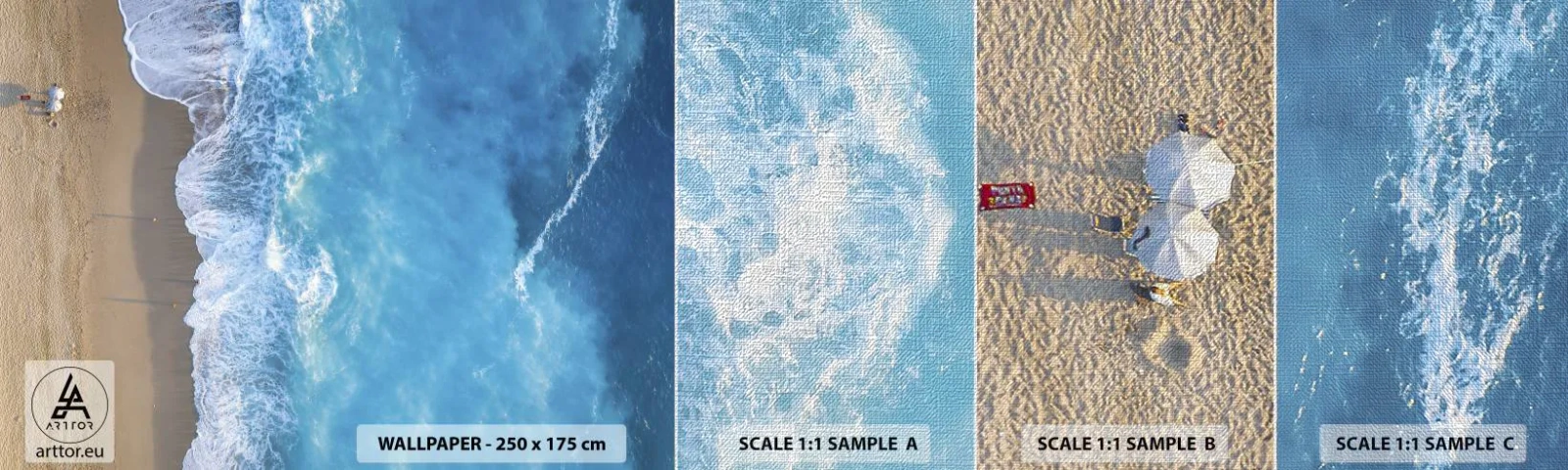 Fototapeta Próbka Premium Canvas - Siła błękitu - Krajobraz, Plaża, Morze - 100x30 cm