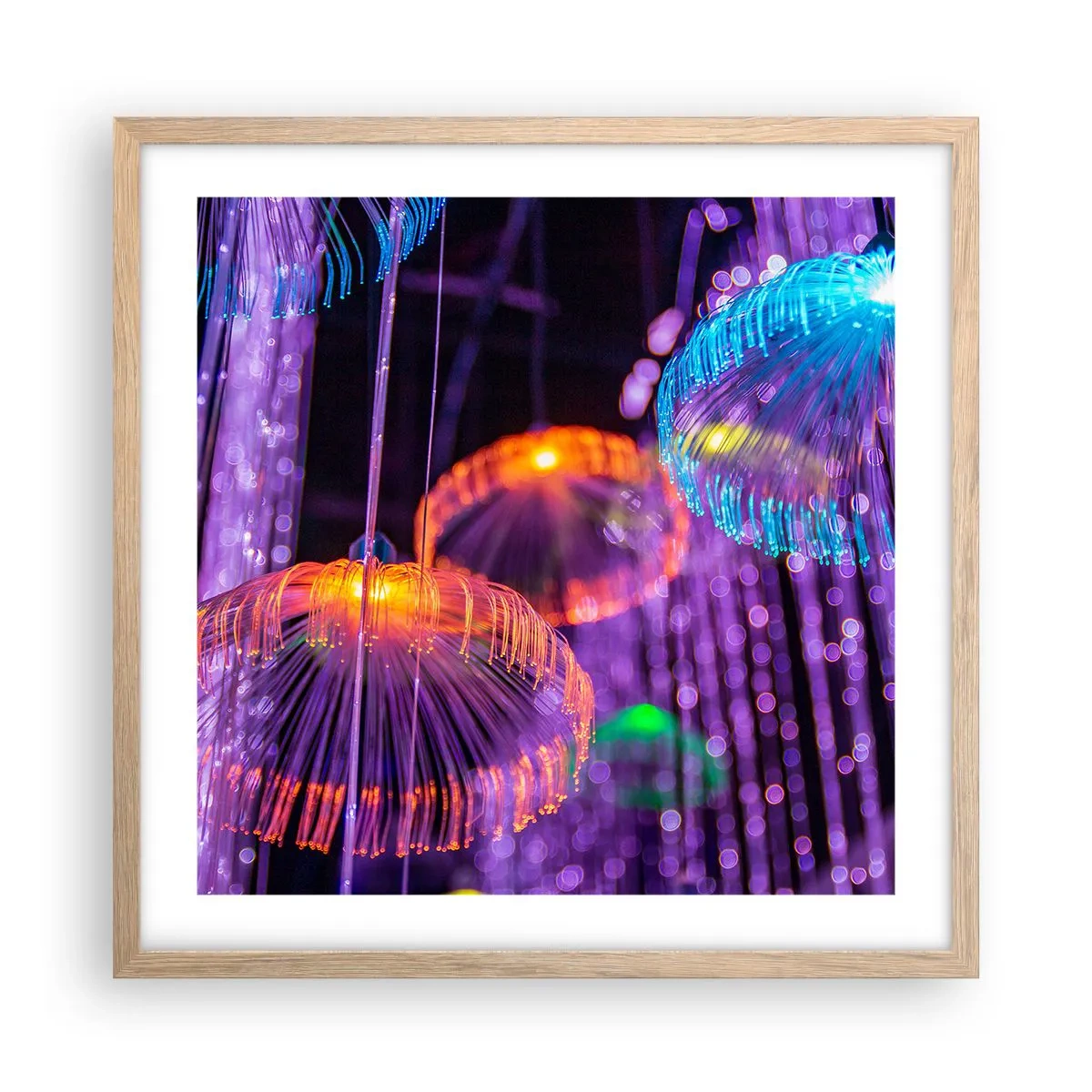 Plakat w ramie jasny dąb - Świetlna fontanna - 50x50 cm
