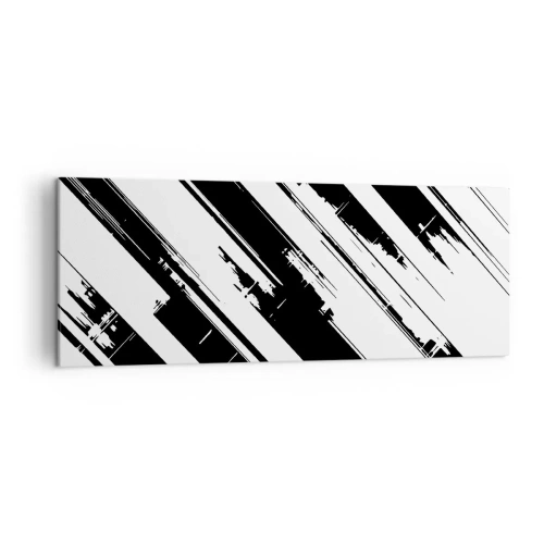 Obraz na płótnie - Czarno-białe linie i geometryczne wzory w nowoczesnym stylu - 140x50cm - Kompozycja intensywna i dynamiczna - Nowoczesna dekoracja ścienna do salonu i sypialni ARTTOR