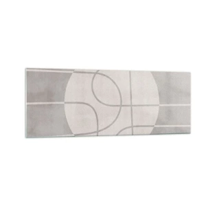 Obraz na szkle - Geometryczny wzór w odcieniach szarości i bieli - 140x50cm - Koliście i na wprost - Nowoczesna dekoracja ścienna do salonu i sypialni ARTTOR