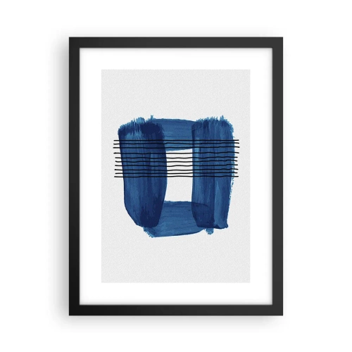 Plakat w czarnej ramie - Niebiesko-czarna kompozycja - 30x40 cm