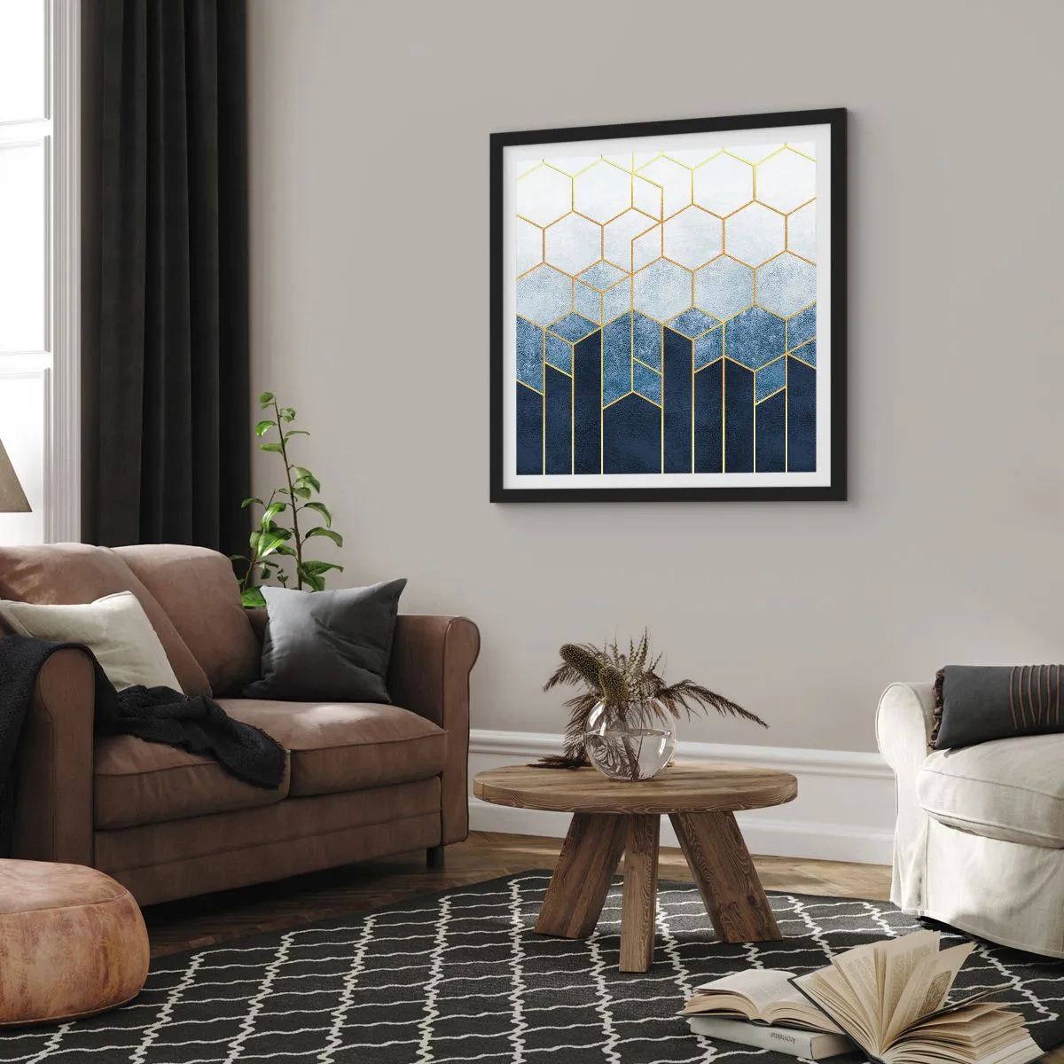 Plakat w czarnej ramie - Kompozycja w synkopowym rytmie - 60x60 cm