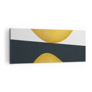 Obraz na płótnie - Geometryczne kształty w złocie na białym i ciemnym tle - 120x50cm - Po pierwsze: złoto - Nowoczesna dekoracja ścienna do salonu i sypialni ARTTOR