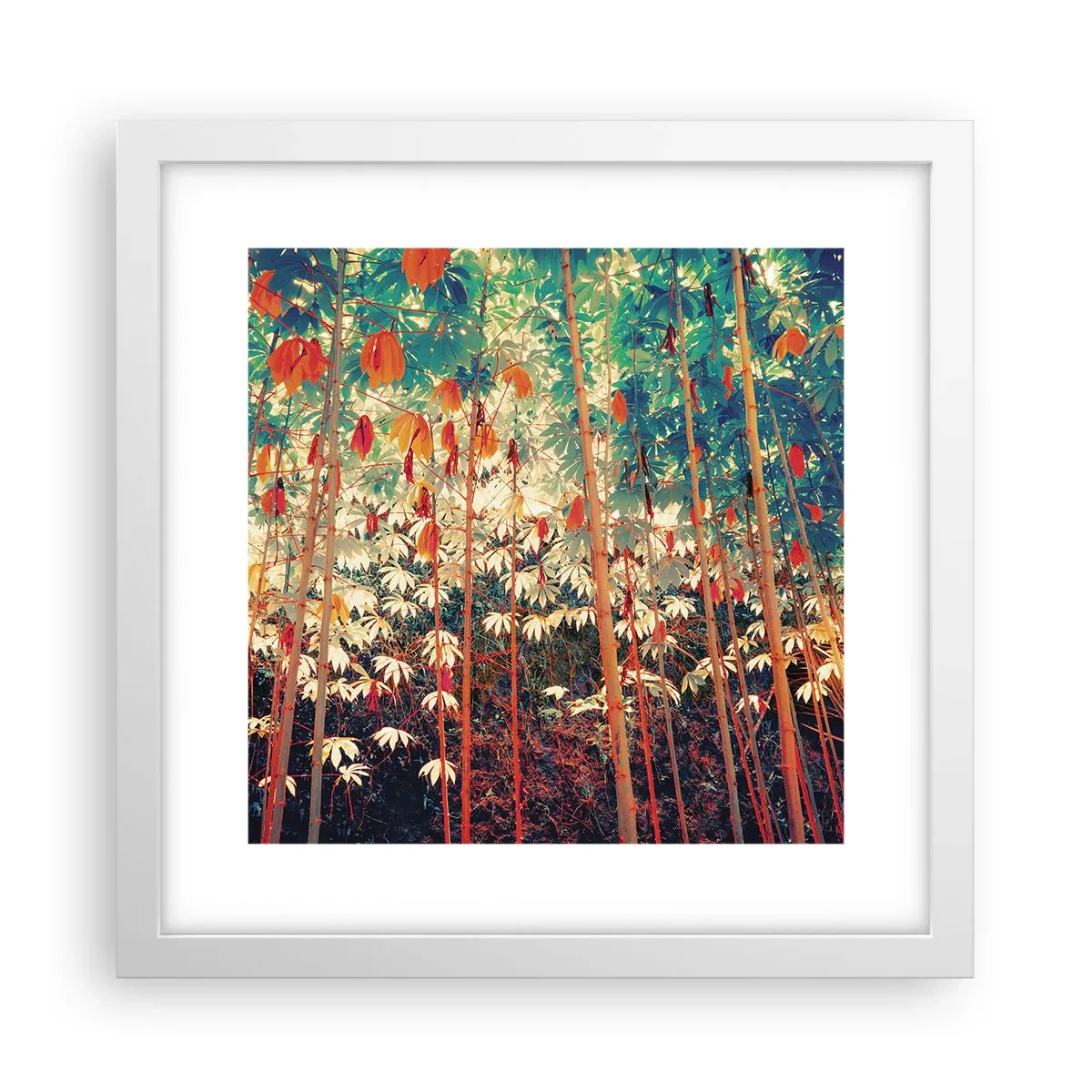 Plakat w białej ramie - Tajemne życie liści - 30x30 cm