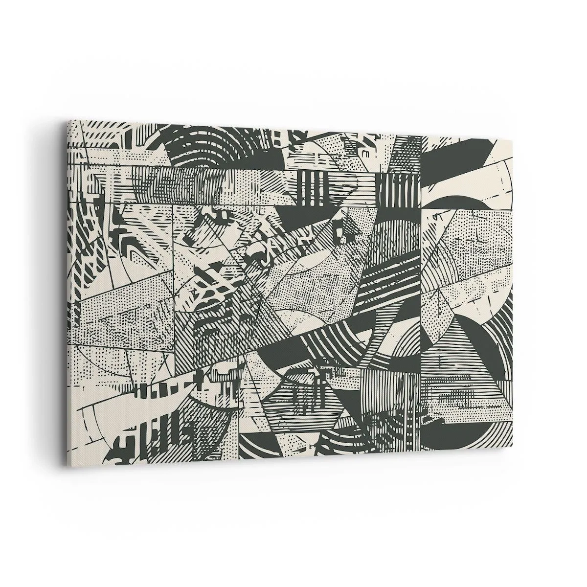 Obraz na płótnie - Geometryczne abstrakcyjne wzory w odcieniach zieleni na jasnym tle - 120x80cm - Dynamika współczesności - Nowoczesna dekoracja ścienna do salonu, kuchni i sypialni ARTTOR