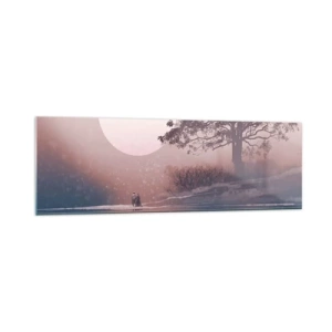 Obraz na szkle - Romantyczna scena z księżycem i drzewem nad wodą - 160x50cm - Nocne dziwy - Nowoczesna dekoracja ścienna do salonu i sypialni ARTTOR