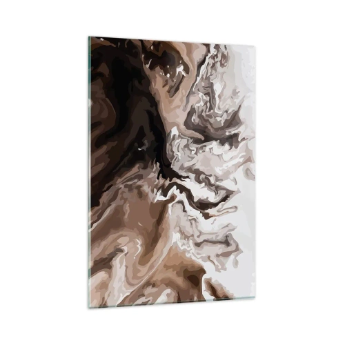 Obraz na szkle - Abstrakcja w odcieniach brązu z dynamicznymi liniami - 80x120cm - Kontredans barw - Nowoczesna dekoracja ścienna do salonu i sypialni ARTTOR