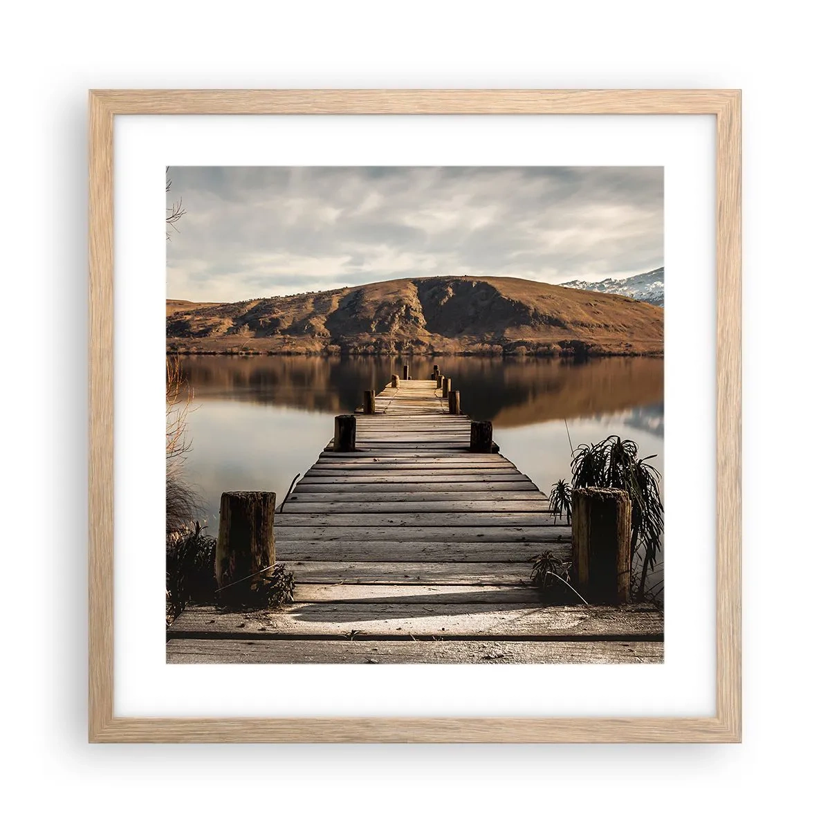 Plakat w ramie jasny dąb - Pejzaż w ciszy - 40x40 cm