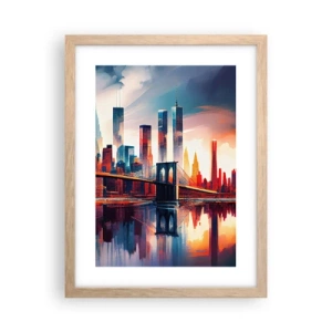 Plakat w ramie jasny dąb - Zjawiskowy Nowy Jork - 30x40 cm