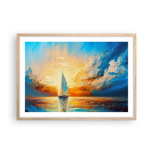 Plakat w ramie jasny dąb - Żegluga w złocie - 70x50 cm