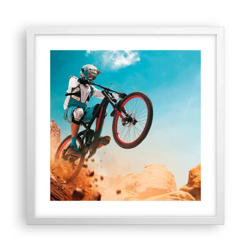 Plakat w białej ramie - Rowerowy demon szaleństwa - 40x40 cm