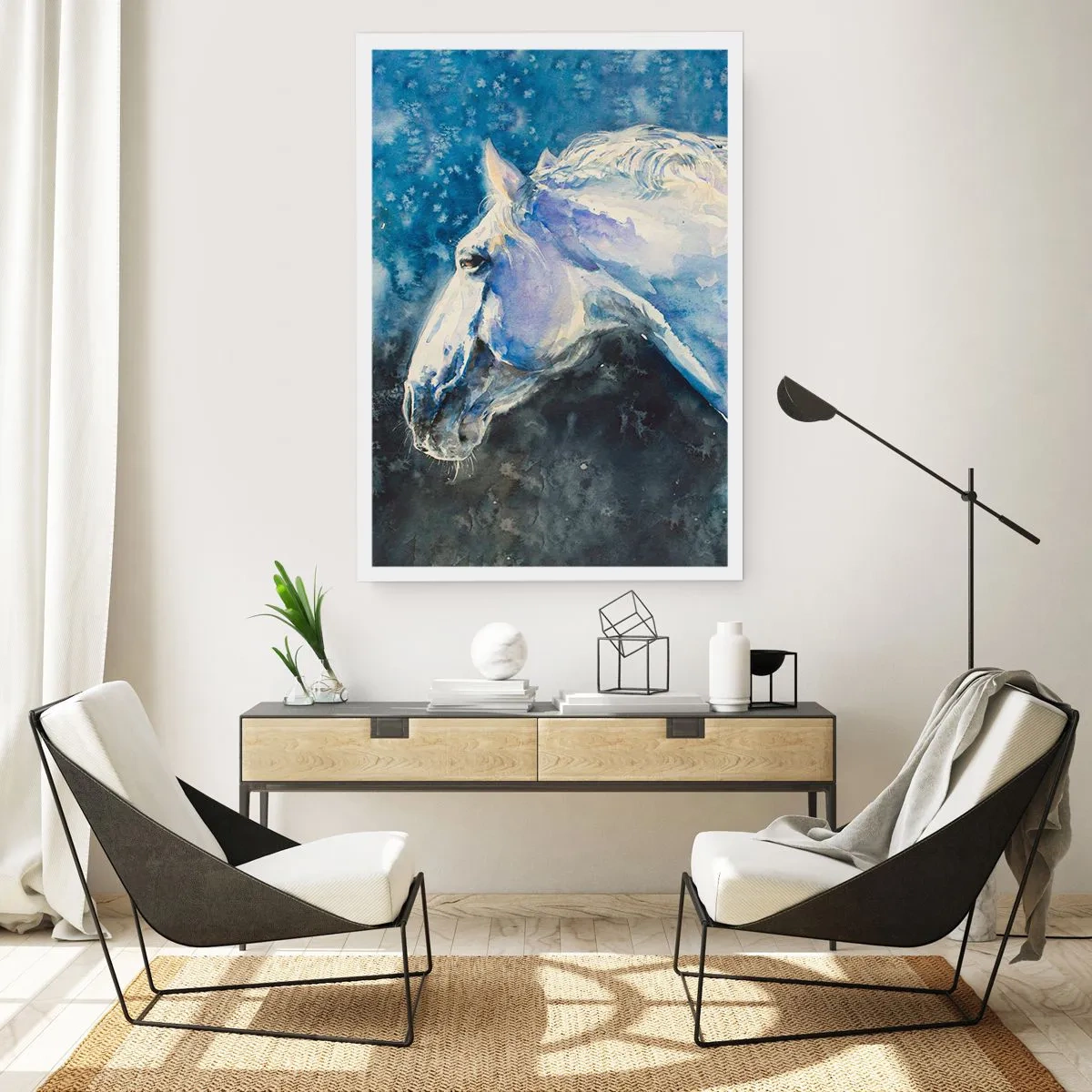 Plakat - Portret w błękitnej poświacie - 70x100 cm