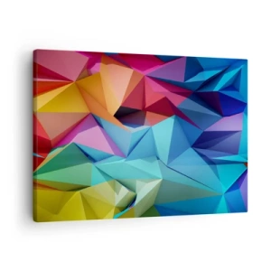 Obraz na płótnie - Kolorowa abstrakcja geometryczna w żywych barwach - 70x50cm - Tęczowe origami - Nowoczesna dekoracja ścienna do salonu i sypialni ARTTOR