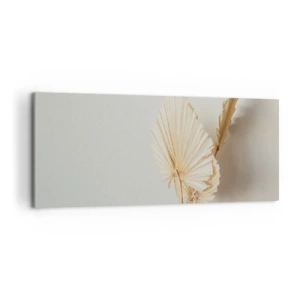 Obraz na płótnie - Suszone liście palmowe w minimalistycznej aranżacji - 120x50cm - Gdy potrzebne ukojenie - Nowoczesna dekoracja ścienna do salonu i sypialni ARTTOR