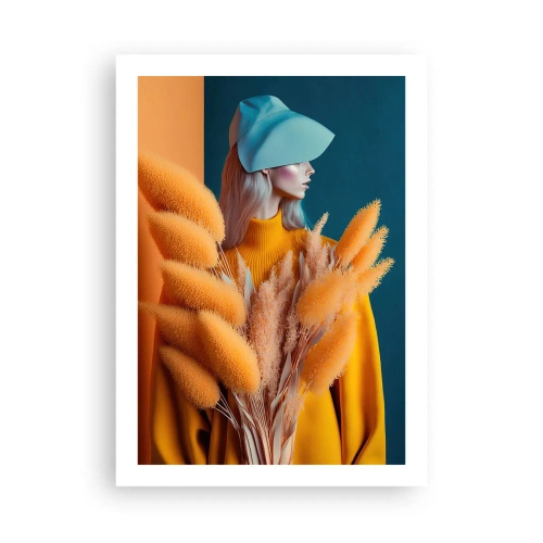 Plakat - Nowoczesny portret kobiety w ciepłych barwach - 50x70cm - Portret puszysty - Nowoczesna dekoracja ścienna do salonu, kuchni i sypialni ARTTOR