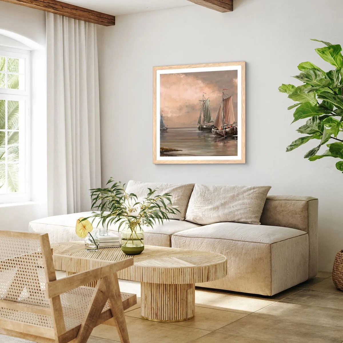 Plakat w ramie jasny dąb - Powrót żeglarzy - 60x60 cm