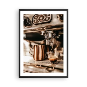 Plakat w czarnej ramie - Aromatyczne espresso z ekspresu - 50x70cm - Blask kawy - Nowoczesna dekoracja ścienna do salonu i sypialni ARTTOR